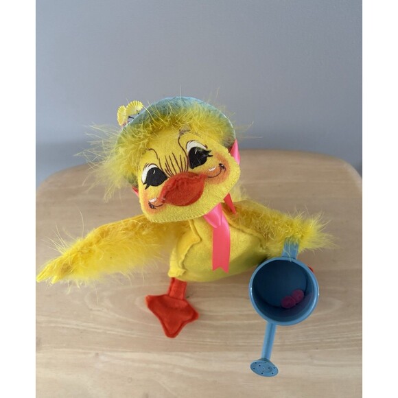 Lot of 3 Annalee Easter Spring Dolls Ducks Mouse Bonnet Straw Hat Watering Can - Picture 3 of 16